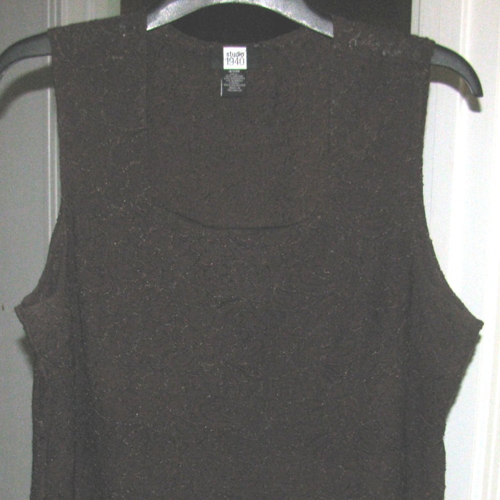 BROWN LACE Sleeveless Top Sz 18 - 20 Studio 1940